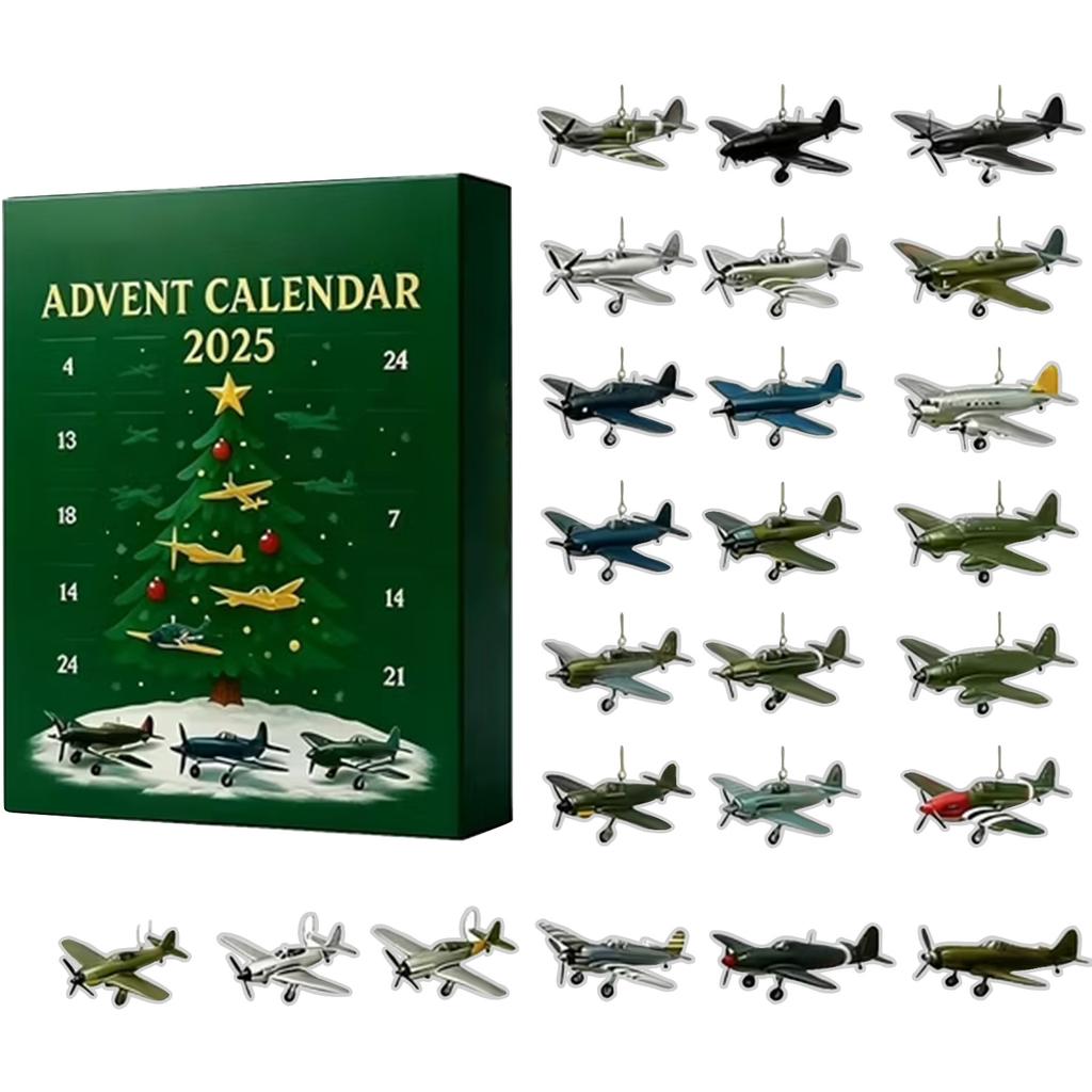 Advent Calendar — 24 Warbirds To Unbox , 24 Days Christmas Countdown Calendar 2025 Contains 24 Fighter Pendants That