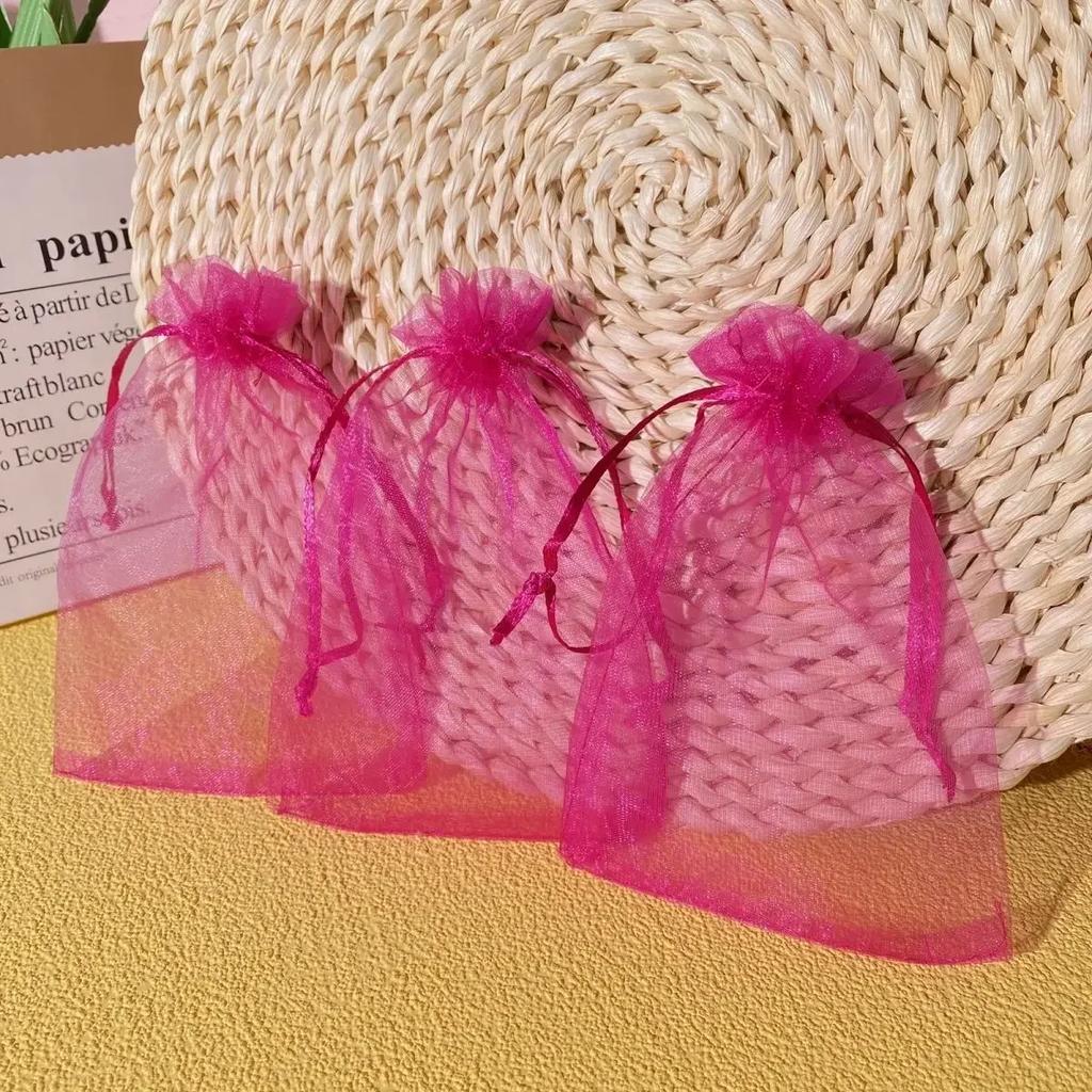 100 Farbige Transparente Garnbeutel Schmuck Süßigkeiten Geschenk Kosmetik Probeverpackungsbeutel Mehrere Größen Einfarbig Bündeltaschen