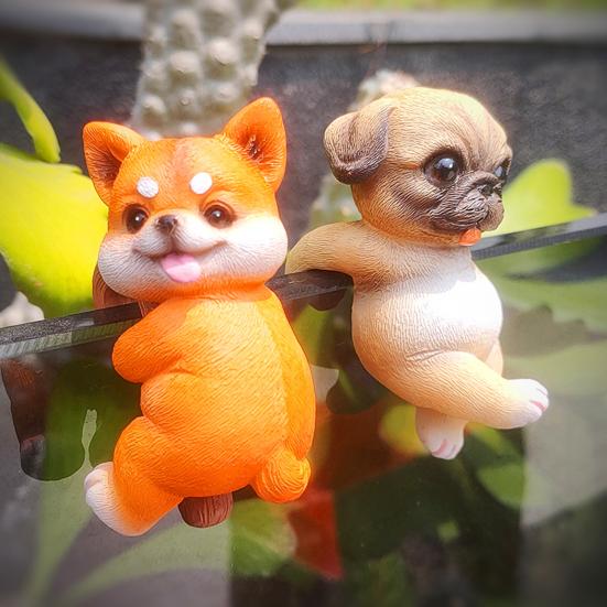 Dyr Dekorativ Statue Mini Katt Hund Resin Ornament Kompakt Design Blomsterpotter Akvarier Figur