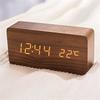 Creative Fashion Digital Alarm Clock with Indoor Temperature and Humidity Digital Wood Table Clock Wooden Desk Alarm Clock