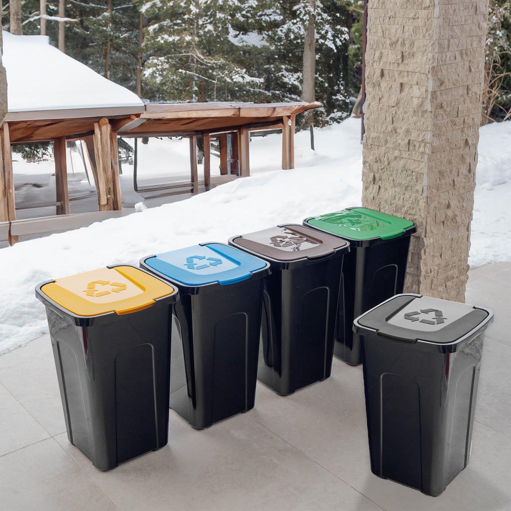 KADAX Trash Can Waste Container for Sorting 50L Bucket Black Container