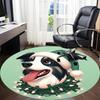 1PC Christmas Dog Office Round Area Rug,  Mat Suitable ForOffice, Under Office Chairs Bedroom Living Room Home Decor, Room Deco