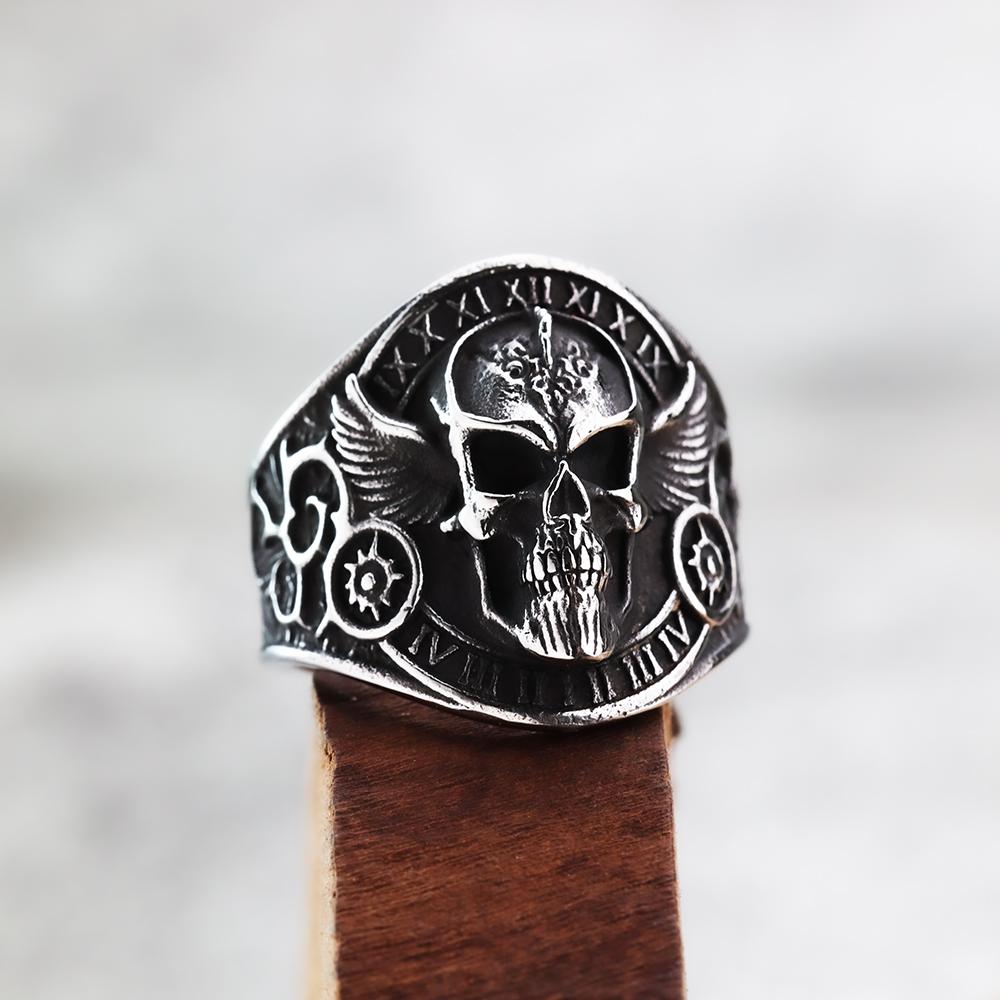 European American Style Nordic Viking Skull Compass Men Ring Jewelry Personalized Fashion Domineering 9