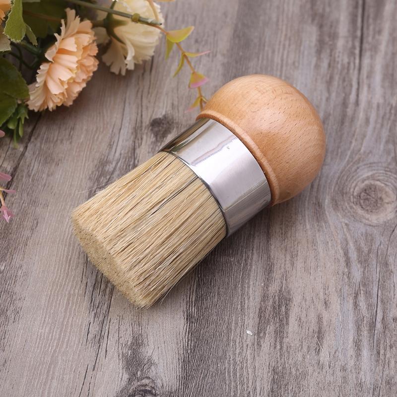 Round Chalk Paint Wax Brushes Wood Handle Natural Bristle Furniture DIY Tool for Painting, Waxing, DIY, Home Decor