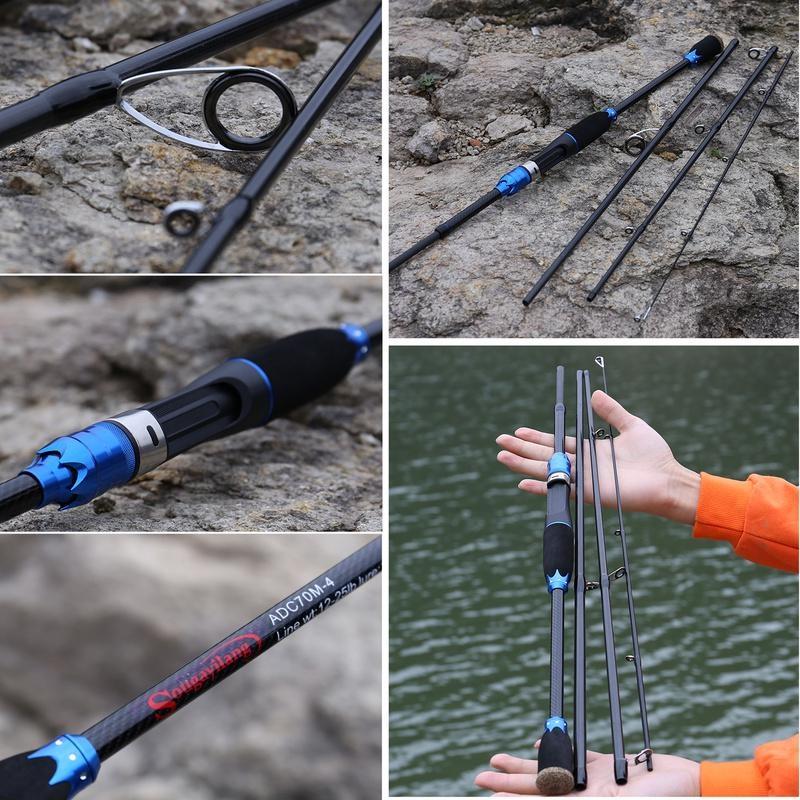 Spinning Angelruten 1,8 M/2,1 m Medium Graphit Carbon Faser Tragbare Reise Karpfen Angeln Reel Rod