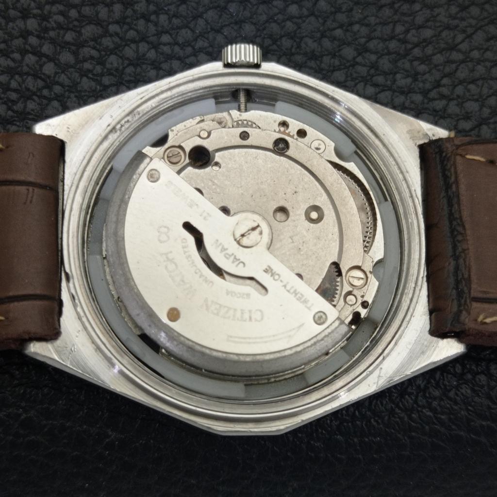 CITIZEN AUTOMATIC 8200 JAPAN MENS VINTAGE BLACK COLOR DIAL WATCH a702785-1 R210-a702785