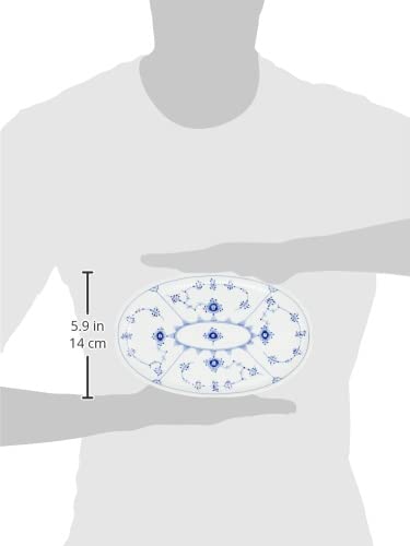 [Offisielt Importert] Royal Copenhagen Blå Riflet Slett Ovalt Fat, 23,5 cm, Bryllupsgave, Produktnummer 1016759