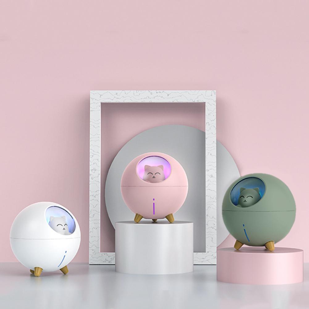 Piękny nawilżacz powietrza dla zwierząt Planet Cat Ultradźwiękowy chłodny mgiełka Aromatyczny dyfuzor olejku do powietrza Romantyczna kolorowa lampa LED USB Humidificador