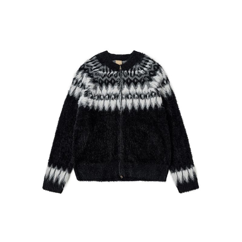 Blaexit Fair Isle Seahorse Wool Knit Cardigan Sweater for Men, Winter Thickened Warm Lazy Style Sweatshirt