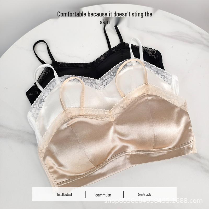 2026 Silk Satin Lace Wireless Lingerie Bra: Flattering Support for Larger Busts.