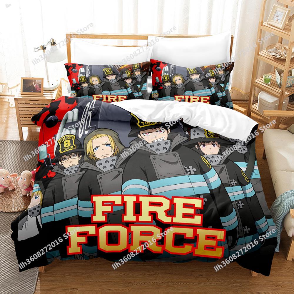 Fire Force Bedding Set Single Twin Full Queen King Size Bed Set Adult Kid Bedroom Three-Piece Suits 3D Print Anime Bed Shee
