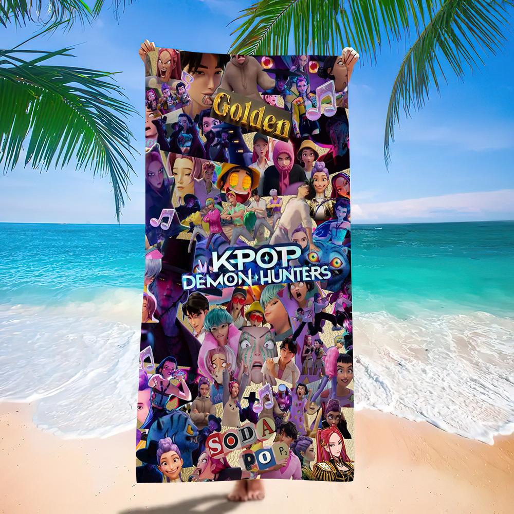 Trend Character Digital Print Double Sided Flannel Microfiber Beach Towel Quick Dry Absorbent Bath Towel