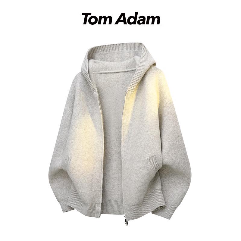 

TOM ADAM Men s Retro Loose Fit Hooded Cardigan Sweater L