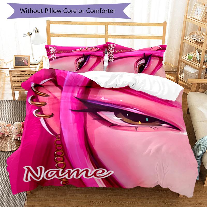 3pcs KPop Demon Hunters21 Cover Set - Personalized Name, HD Printed Bedding with 1 Cover and 2 Pillowcases - Perfect for Home Decor, Easy Care
