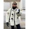 Fur Winter Thick Jackets For Women Elegant Long Sleeve Single Button Female Coat Flecce O-neck Casual Lady Panelled Overcoat