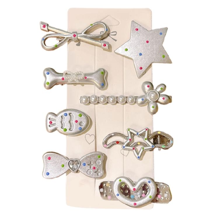 8Pcs Cartoon Star Shaped Hair Clip Resin Duckbill Barrettes Stylish Hairpin for Women Girls Hairstyling Accessories