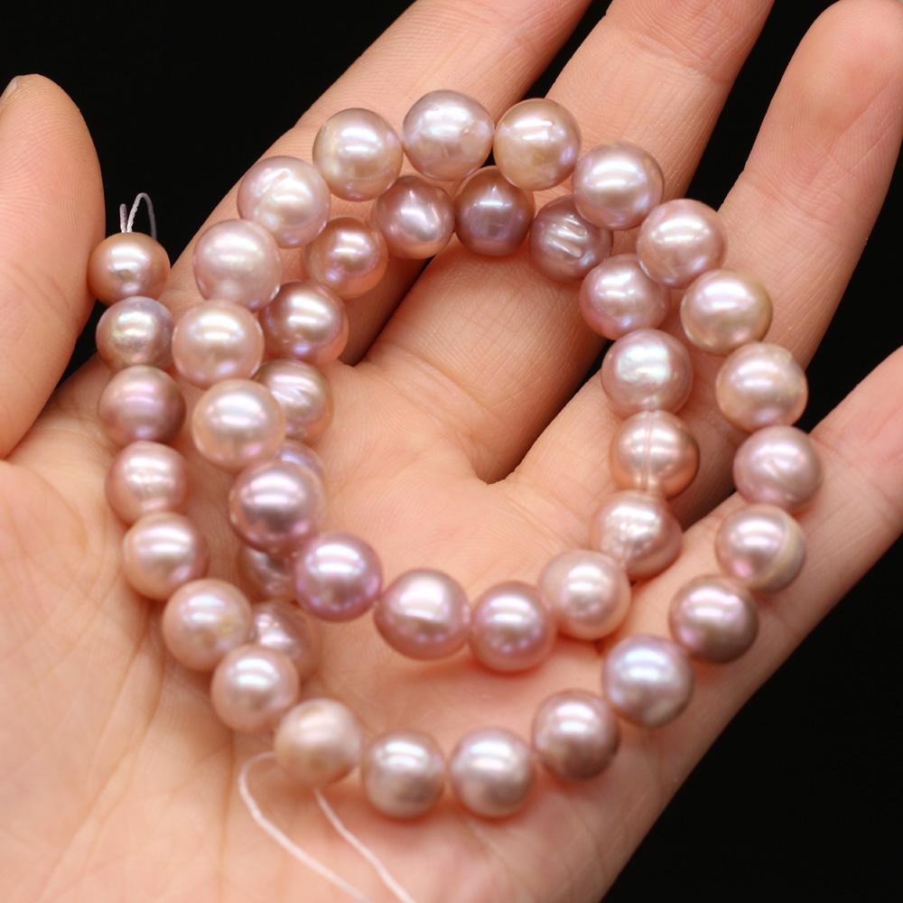 

1String, AA Natural Freshwater Pearls, Handcrafted Round Pearl Beads for DIY Necklaces, Jewelry Making Supplies 36cm 1String/9-10mm-36cm фіолетовий