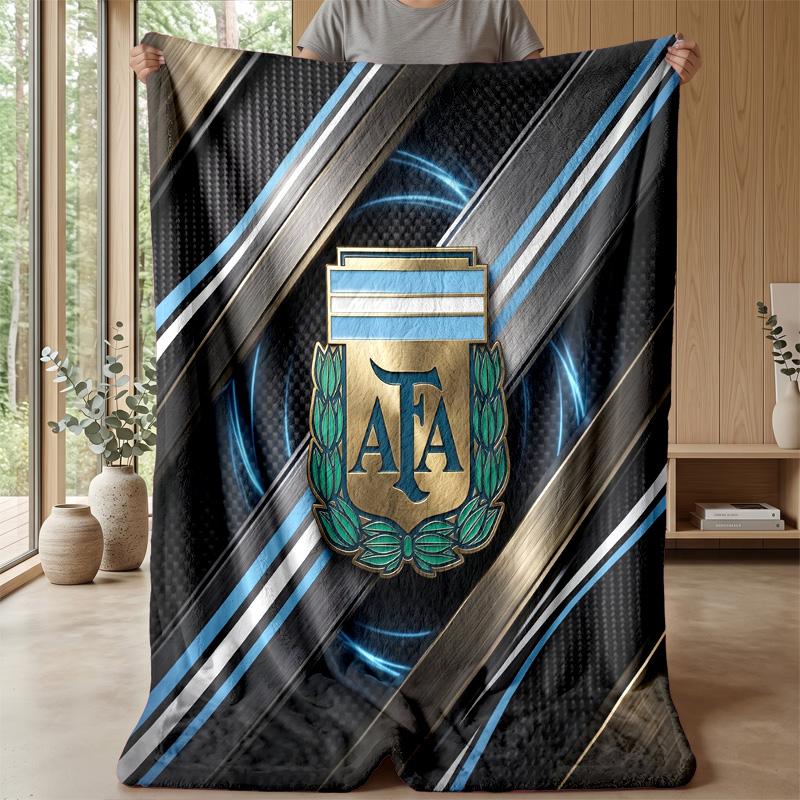 Argentina Football Printed Flannel Blanket Skin Friendly Warm Decorative Throw for Indoor Couch Bed Daily Use