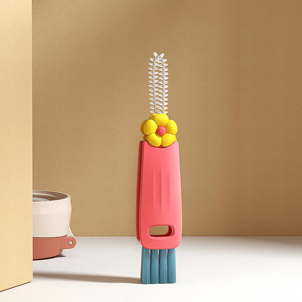 3 In 1 Cup Lid Cleaning Brush Multi Functional Scrubber For Bottles Travel Kitchen Accessories Plastic Material
