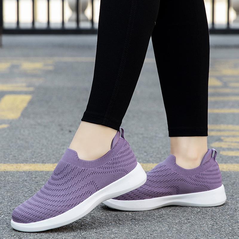 Shoes Spring new breathable fly-woven couple casual shoes soft sole light one-pedal walking shoes