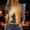Women's Halloween Print Long Sleeve Neck Pullover Top