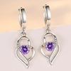 Silver-Plated Heart-Shaped Korean Style Earrings for Girls