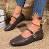 Fashion Elegant Women Shallow Flats Shoes Shallow Toe Retro Square Toe Loafers Comfortable Soft Rubber Sneakers Women Zapatos De Mujer