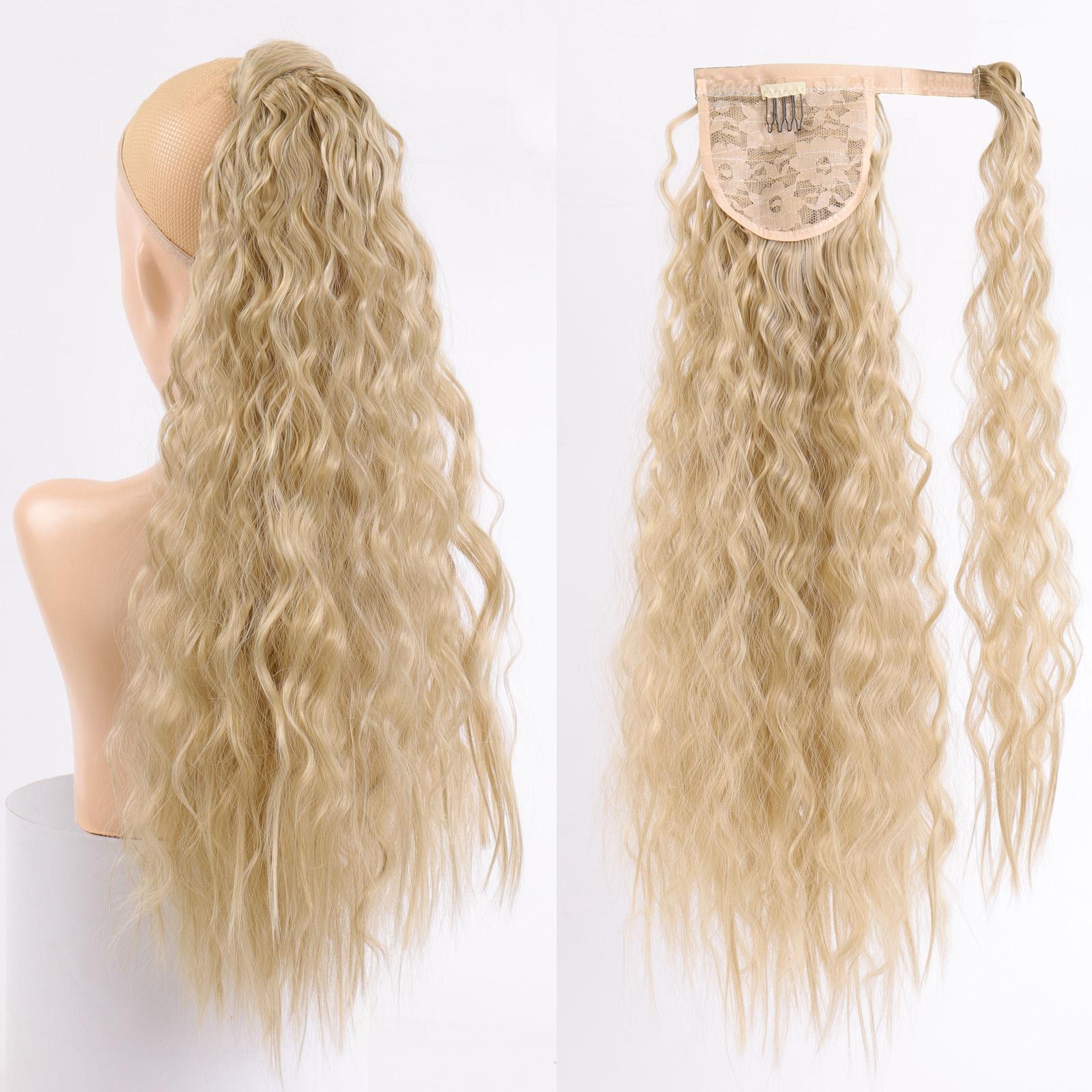 

Длинные вьющиеся синтетические заколки для хвоста на липучке в хвосте, накладные волосы, хвостик, шиньон с заколками для наращивания волос