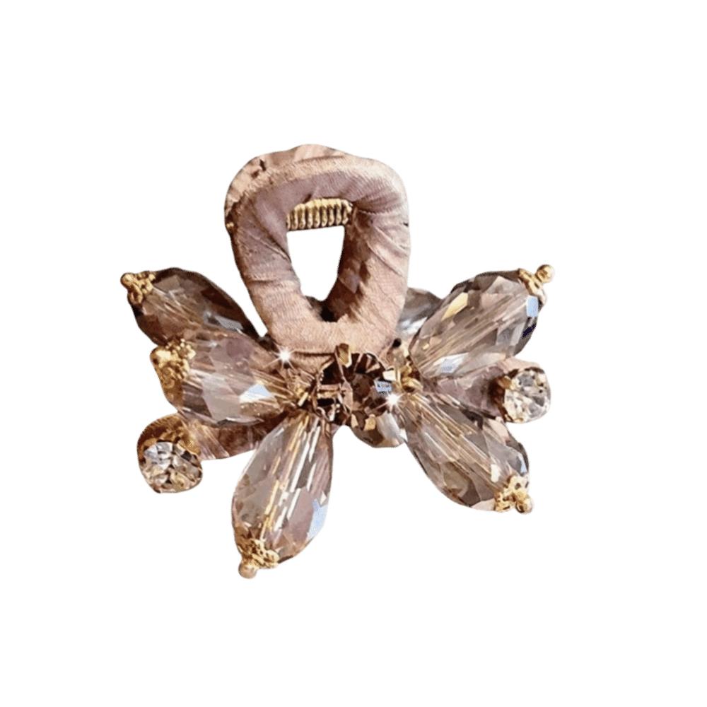 Exquisite Bow Hair Claw Colorful Crystal Non-slip Jaw Clip Elegant Mini Side Clip Gift розовый