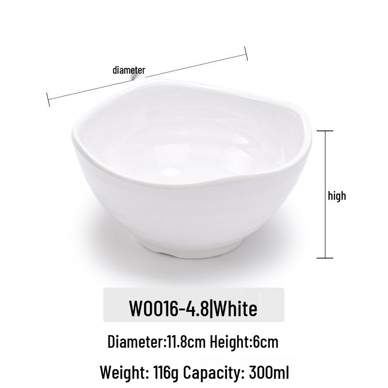 Melamine Imitation Porcelain Square Plastic Bowl for Restaurants and Hotels - Perfect for Fast Food, Barbecue, Bibimbap, and Desserts.