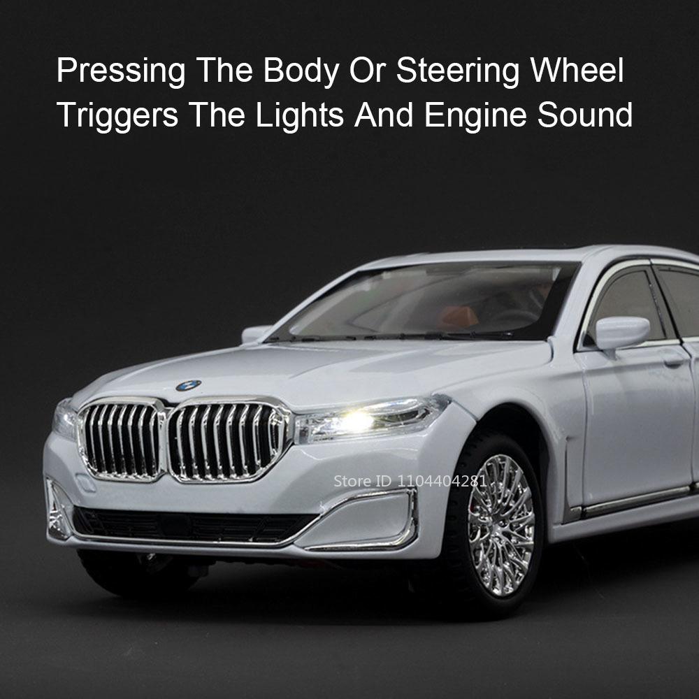 1:24 THE 7 760Li Model I5 M60 Alloy Diecast Car Toys 6 Doors Opened Sound Light Pull Back Miniature Vehices Boy's Birthday Gifts
