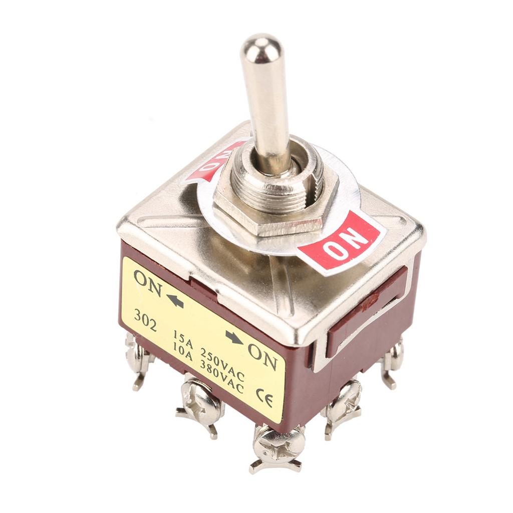 On ON 2 Position Toggle Switch 3PDT 9 Pin 12mm 15A250VAC