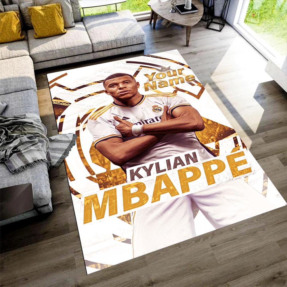 Mbappé Customize Text Carpet Perfect for Living Rooms Game Room Hallway Foyer Anti-slip Rug Office Home Decor Gift for Festivals