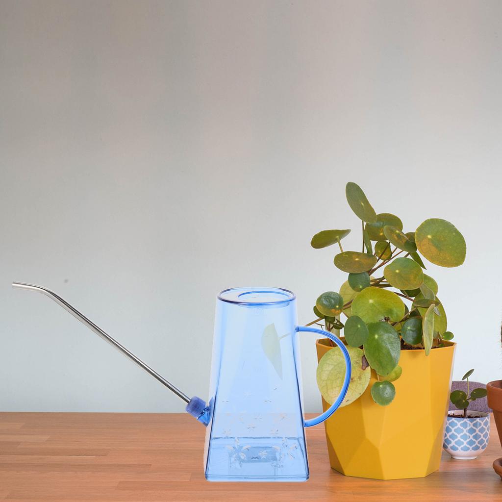 Stainless Steel Long Spout Watering Can Plastic Transparent Small Watering Pot for Houseplants Indoor Outdoor Garden Tool