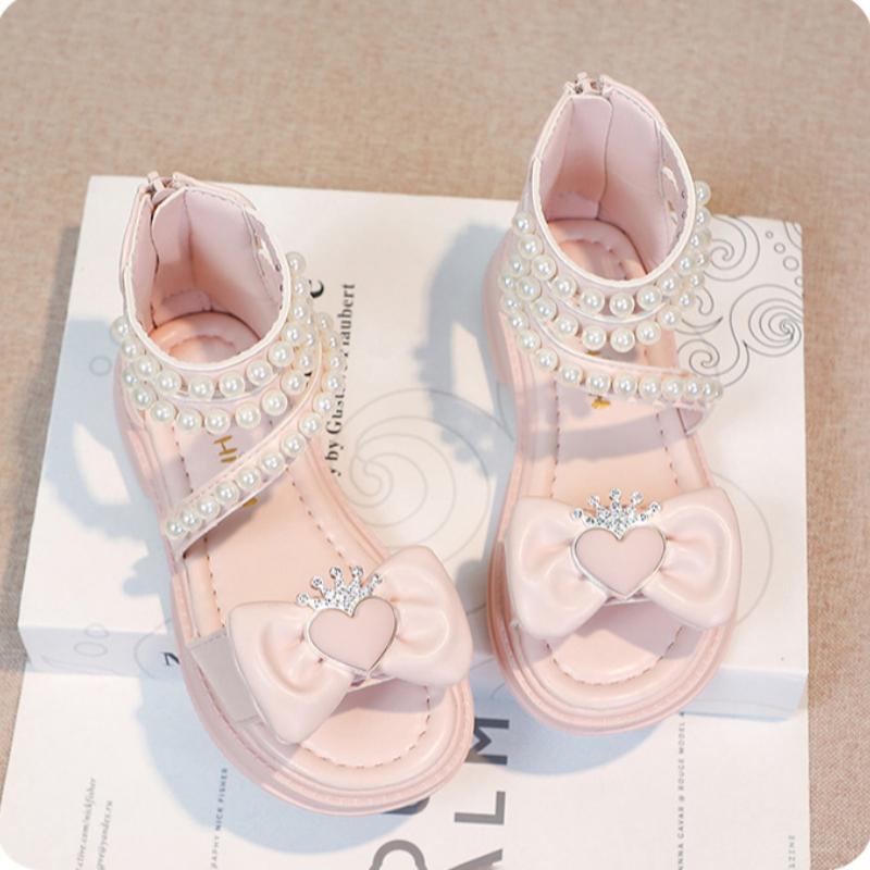 

Дівчачі сандалі, літня мода, туфлі принцеси на м якій підошві, дитячі римські сандалі 37 рожевий