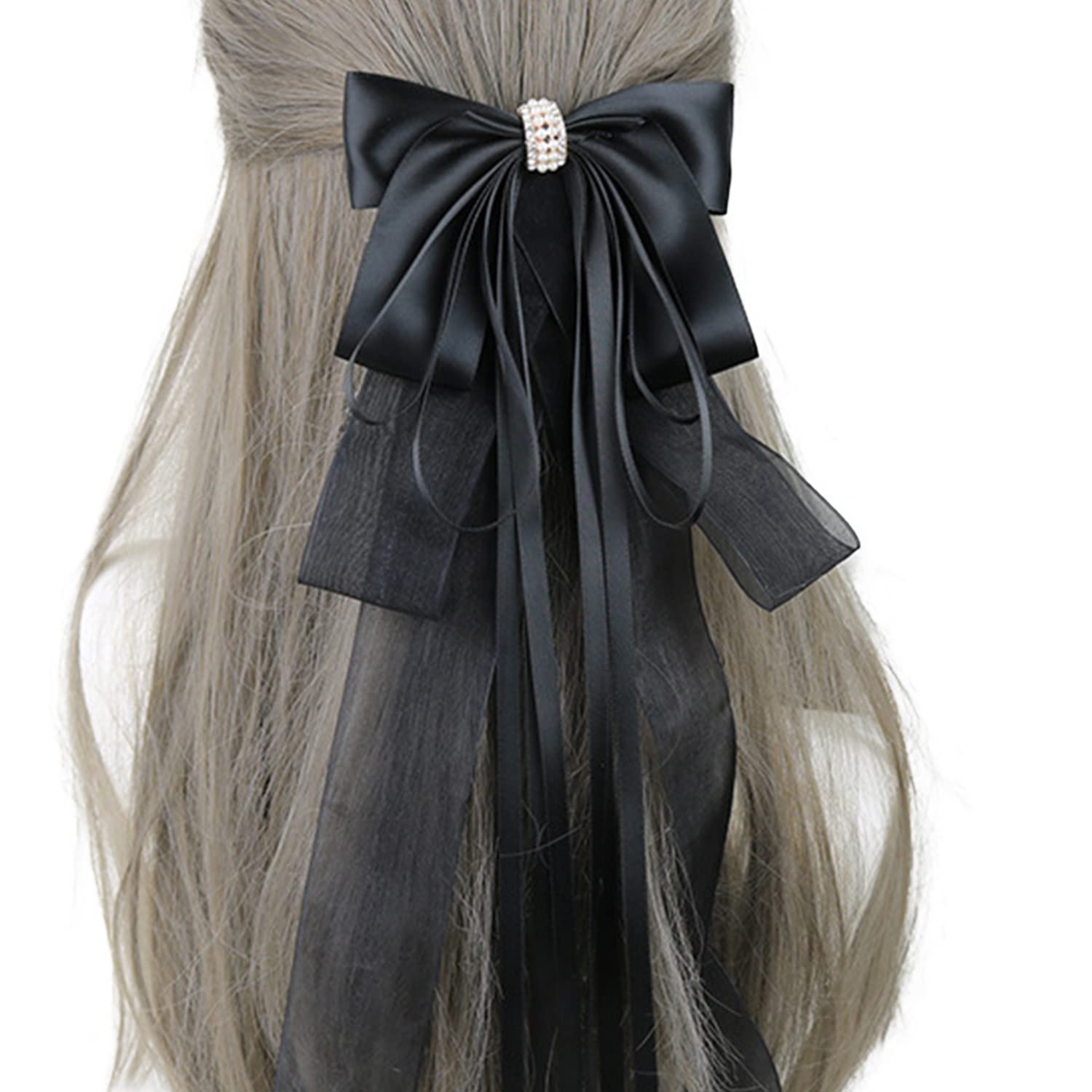 

Barrette Ribbon Hair Accessory Lolita Style Ribbon Accessory [PhoenixJ] (Black)