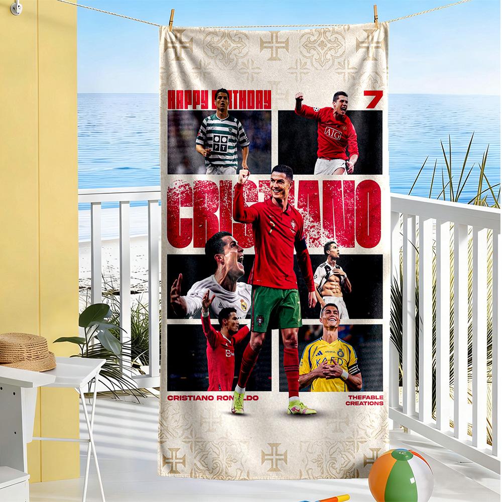 Cristiano Ronaldo Beach Towel Quick-Dry Soft Microfiber Comfortable Lightweight Perfect for Traveling Yoga Camping and Swimming