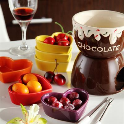 Conjunto de fondue de chocolate de morango de cerâmica frutas manteiga derreter mistura ferramentas de queijo porcelana diy fondue servindo para lanche de sorvete