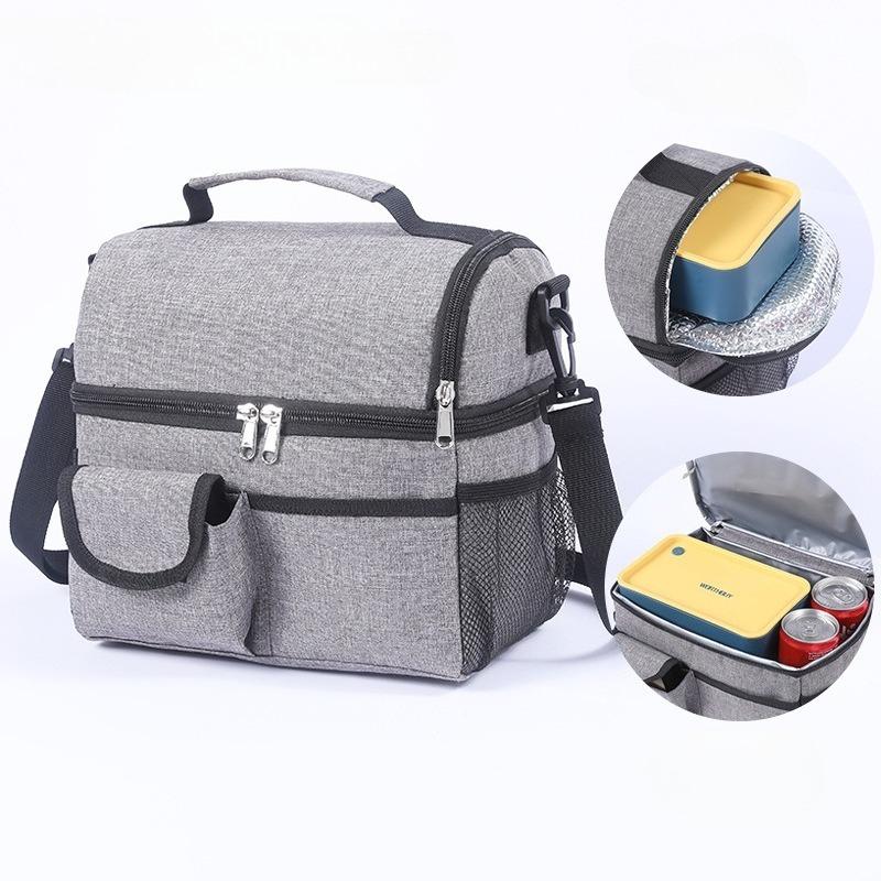 Portable Thermal Lunch Bag Food Box Durable Waterproof Office Cooler Lunch Box Ice Insulated Case Camping Oxford Dinner Bag Outdoor Travel Picnic Bag