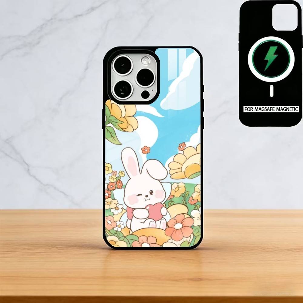 Bunny Kawaii Phone Case For iPhone17,16,15,14,13,12,11 Plus,Pro Magnetic For Magsafe Wireless Charging