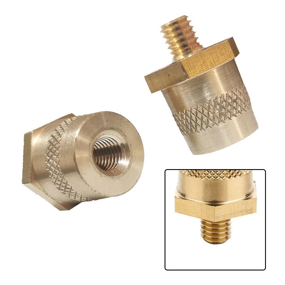 1 Pair M8 Battery Terminal Connector Brass Tone Post Adapter Stud Screws Nuts