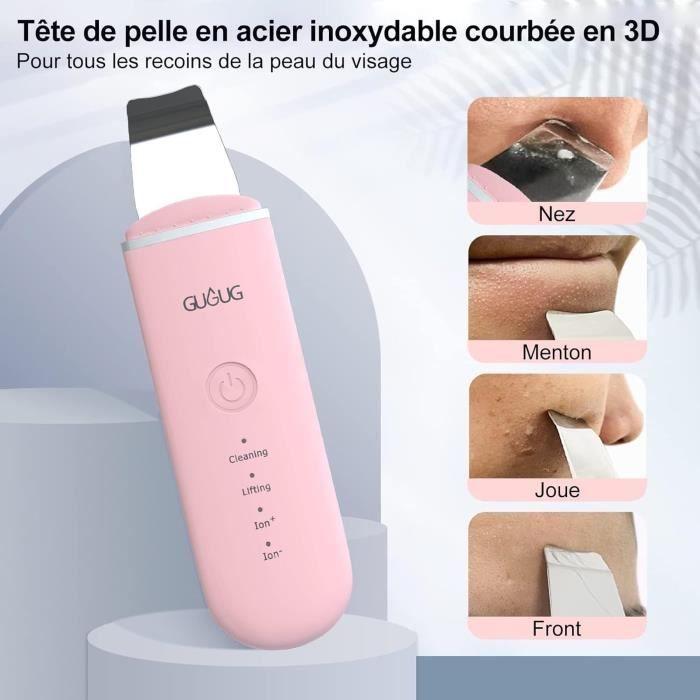 GUGUG Épurateur De Peau,Skin Scrubber,Nettoyeur Visage Et Appareil De Point Noir Visage Avec 4 Modes,Vibration Peeling,USB Rechar