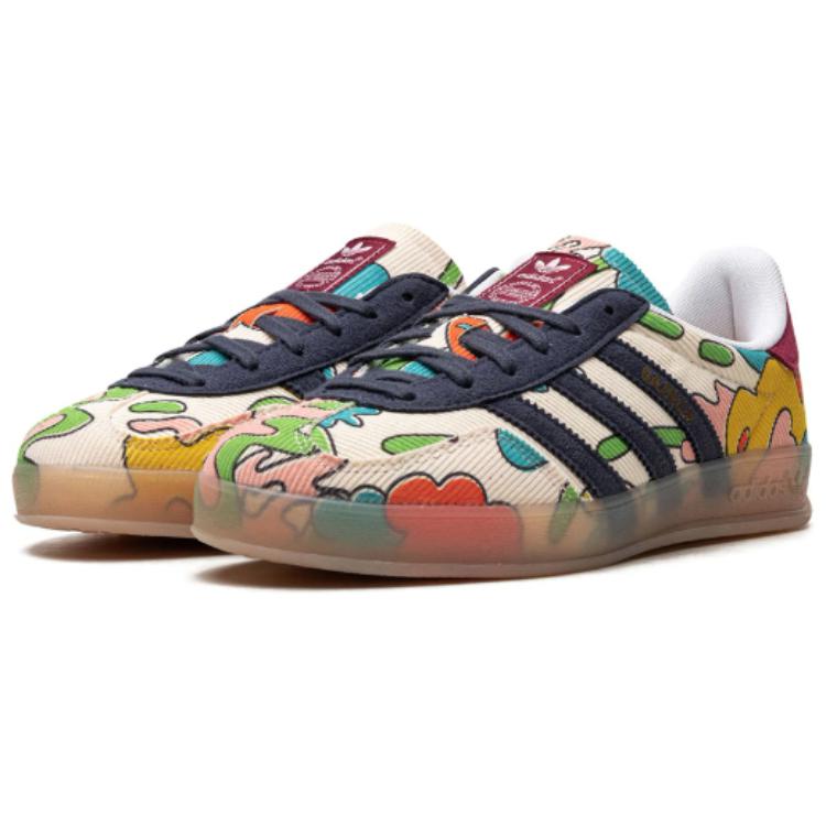 Adidas Sean Wotherspoon X Gazelle Indoor Kaleidoscopic Lens Unisex Sneakers Multi-Color Ecru-Tint Shadow-Navy IG2849