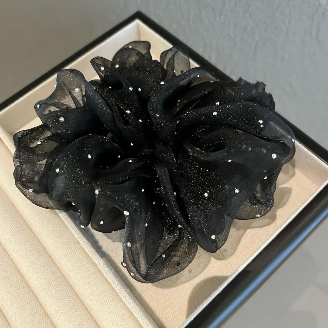 

Корейская ретро черная сетчатая повязка для волос: Элегантный, Простой, Однотонный, Вдохновленный феями французский аксессуар