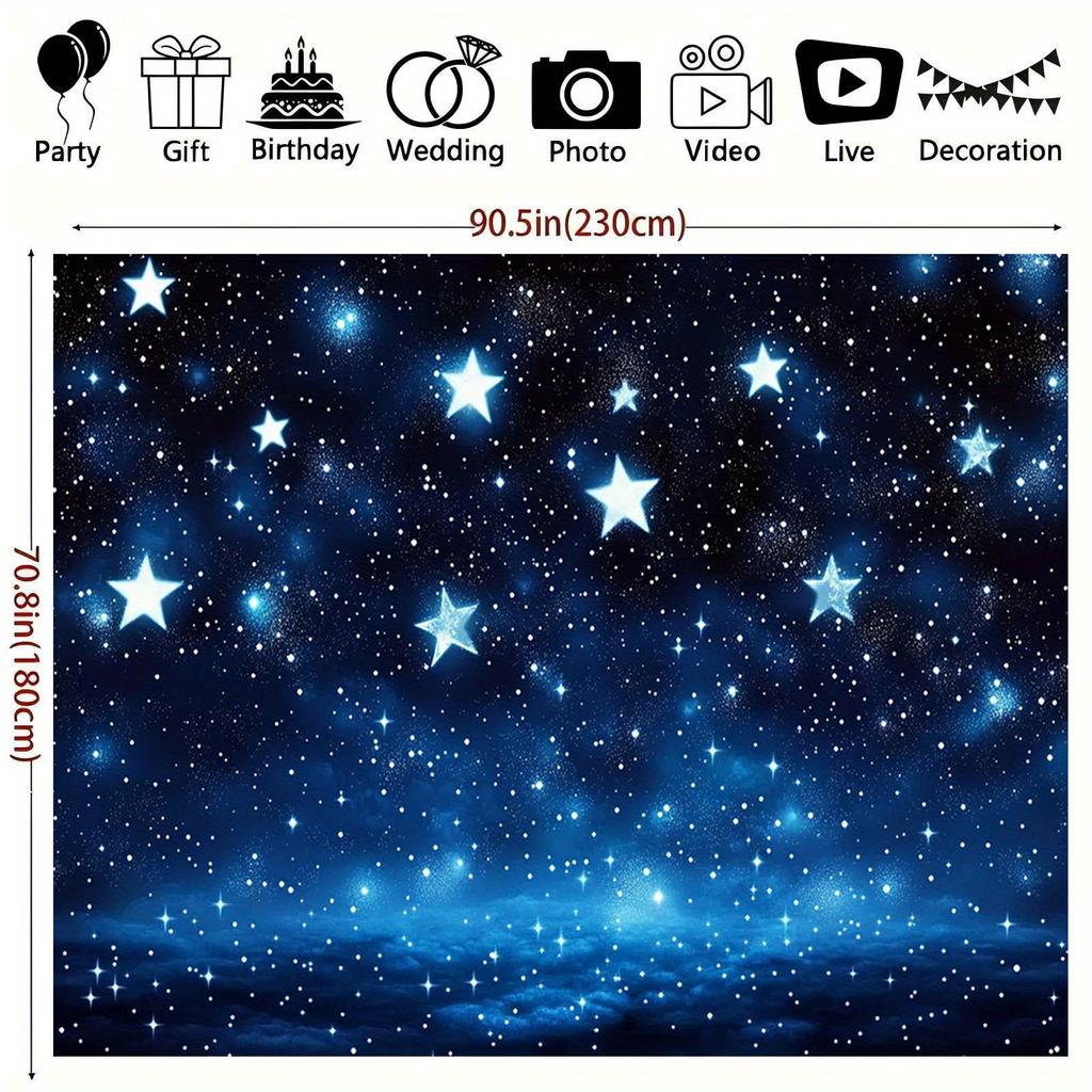2D Plane 1 Piece of Starry Sky - A Vivid Blue and Purple Night Sky Design Suitable for Weddings and Birthdays