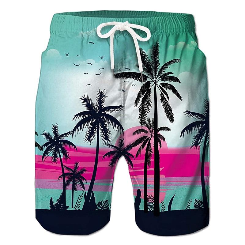 Men's Coconut Tree Graphic Prints Swim Trunks Swim Shorts Board