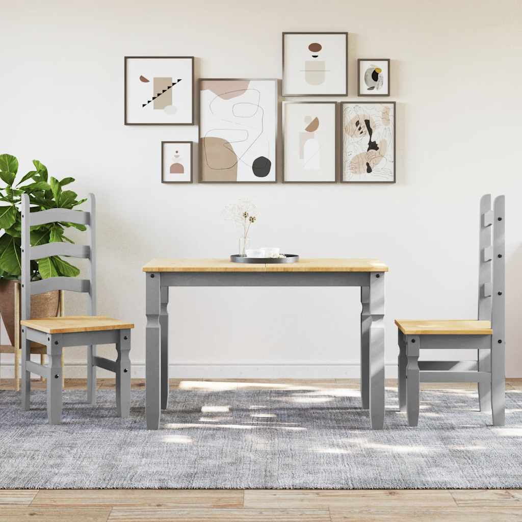3 Piece Dining Set PANAMA Grey Solid Pine Wood