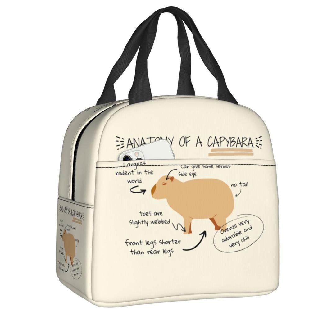 Fiambrera Portátil Personalizada de Capibara para Mujer, Termo Refrigerador Antifugas, Bolsa de Almuerzo Térmica Aislante para Escuela, Niños, Estudiantes