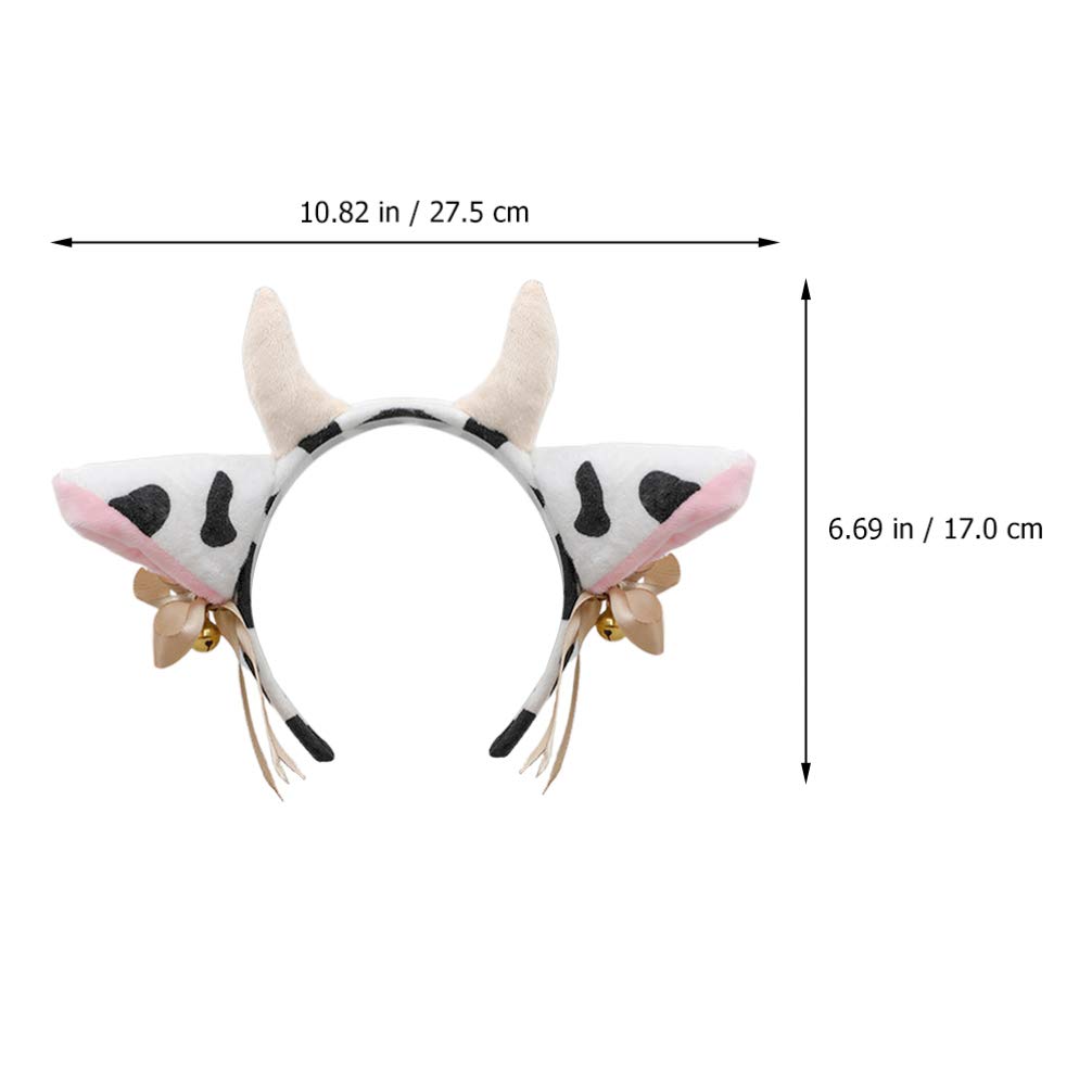 Frcolor Plush Cow Headband Bowknot Bell Cow Ear Horn Hair Hoop Festival Stage Performance Animal Cosplay Ornament Party Favors