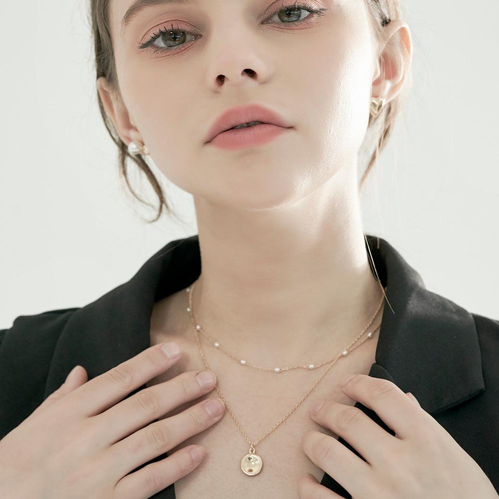 Besty Rina Set - [Silver 925] Ball Pearl Chain Necklace